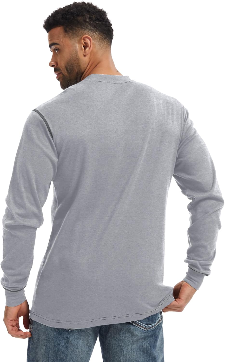 WORKWEYA FR Shirts for Men 6.5 oz Flame Resistant Long Sleeve Henley Shirt NFPA 2112/CAT2