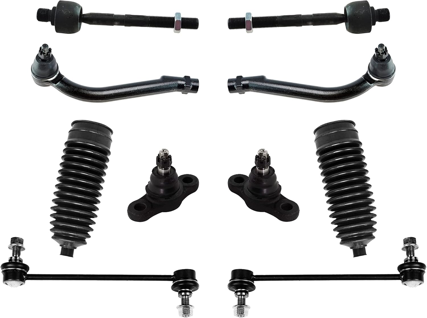 10 Pc Suspension Kit Tie Rods, Ball Joints, Sway Links, Bellows ES800229 ES800230 EV800228 K500074 K750032 88-1630 Compatible with 2007-2012 Hyundai Elantra - PartsW