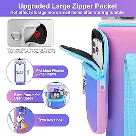 Water Bottle Carrier Bag with Phone Pocket Compatible with Stanley/Meoky 40 oz Tumbler with Handle,Water Bottle Holder Pouch with Adjustable Strap Compatible with Stanley Cup Accessories