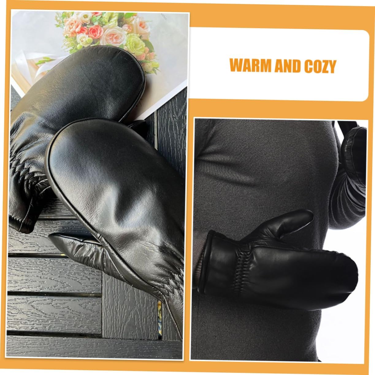 Men's Women's Outdoor Warmth Gloves Leather Full Fingerless Type for Cold Weather Activities