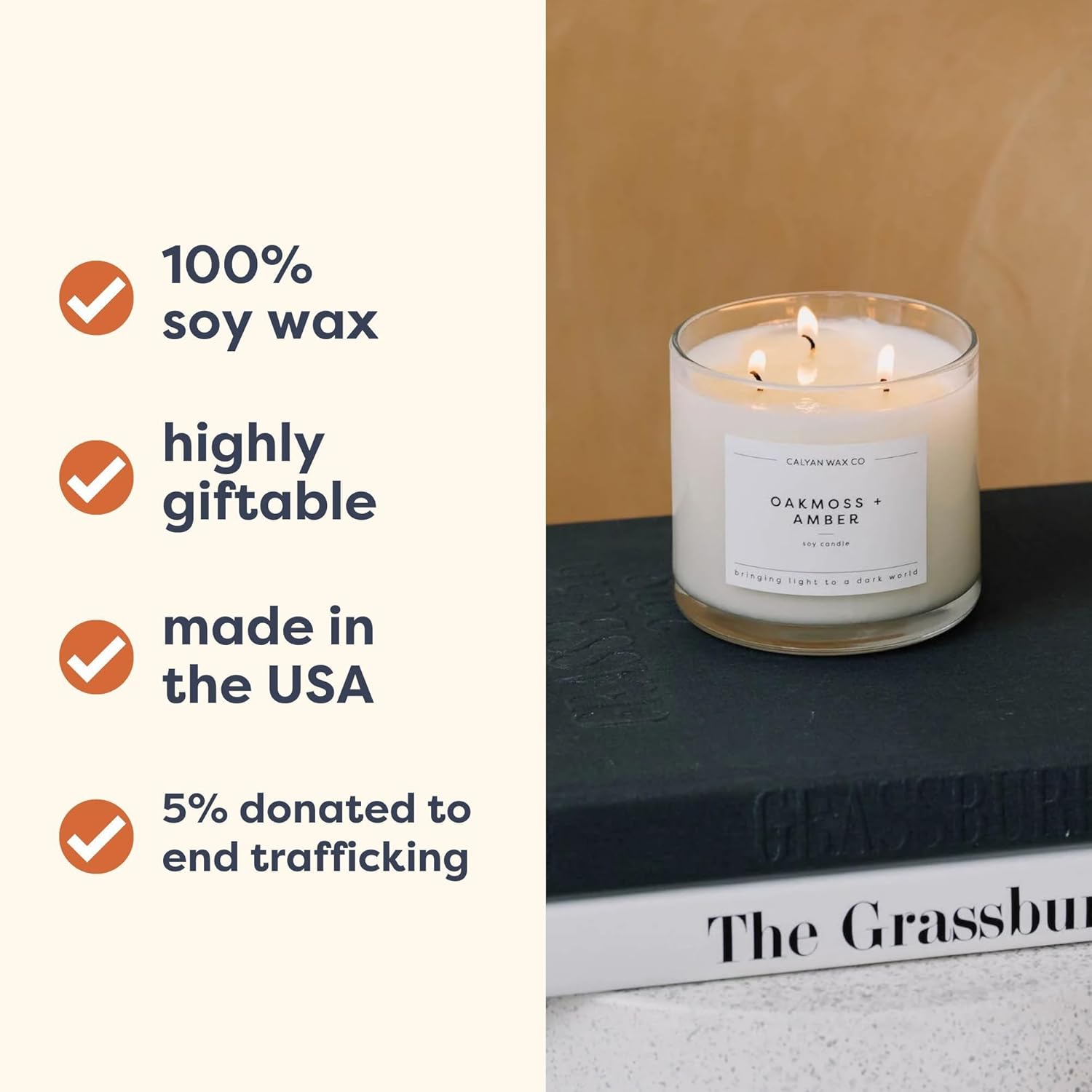 Calyan Wax Co. Everyday 3 Wick Scented Candle Gift Set - 4 Luxury Scented Candles - 43 Hour Burn - 3 Wick Non Toxic Soy Wax Candles - Long Lasting Large Glass Jar Candle for Home - 14.9oz - Image 6