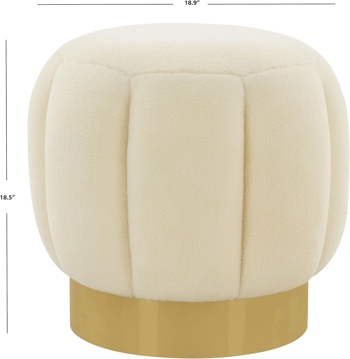 SAFAVIEH Couture Collection Maxine Cream Boucle/Gold Channel Tufted Ottoman (Fully Assembled)