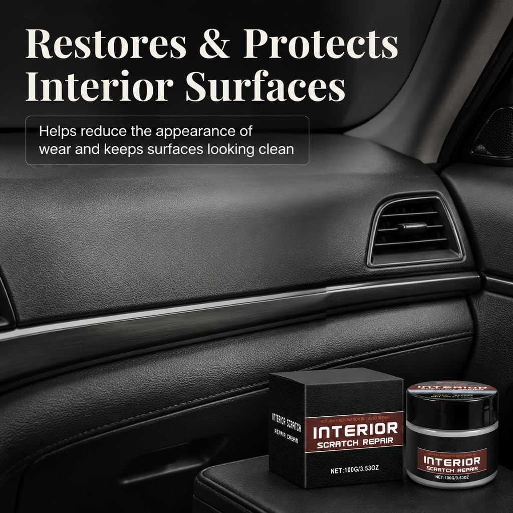 Car Interior Scratch Remover Wax, Dashboard & Leather Repair, 3.53 oz