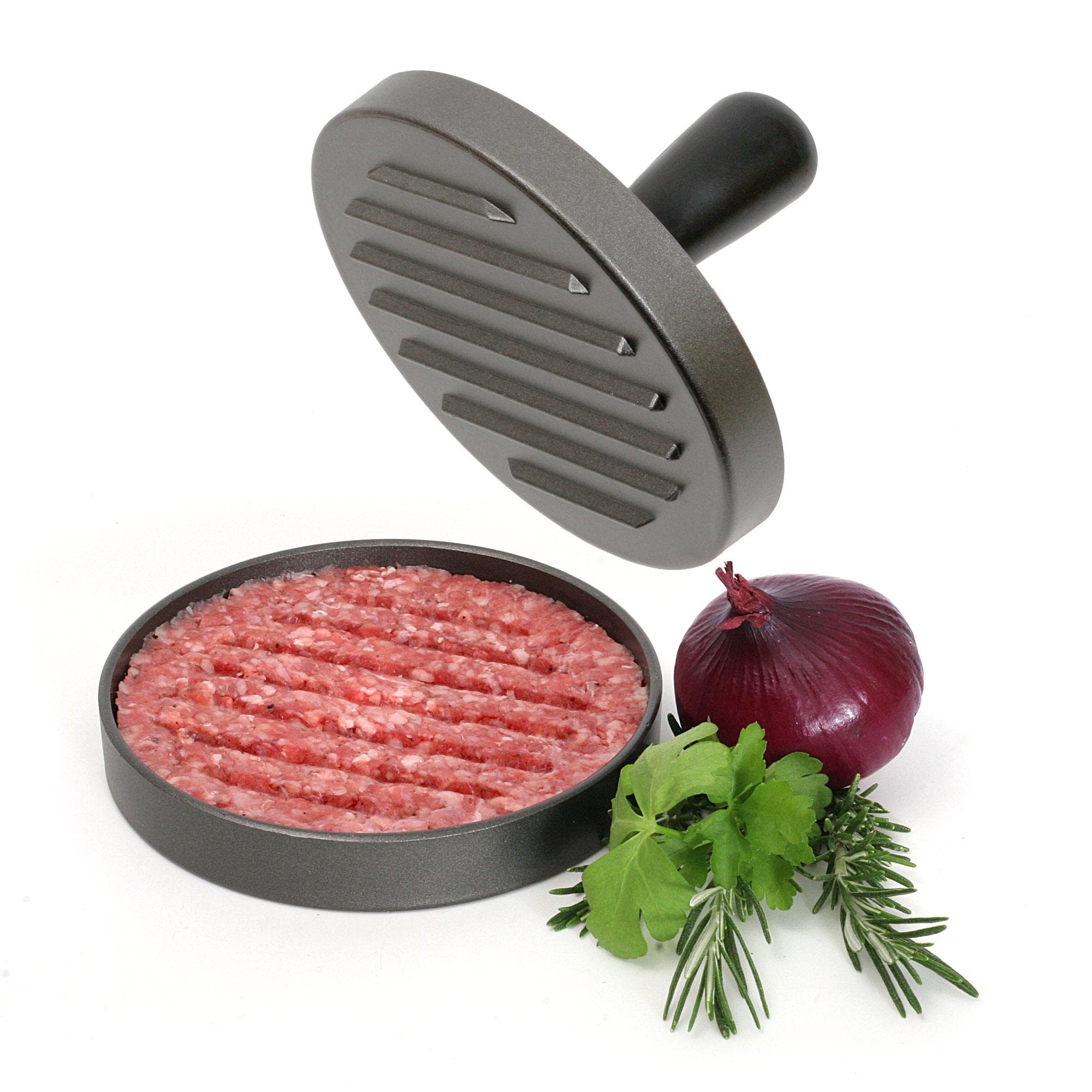 wenco Prasa do hamburgerów, 12 x 2 cm, aluminiowa, z powłoką zapobiegającą przywieraniu, również do wegańskich burgerów, antracytowa