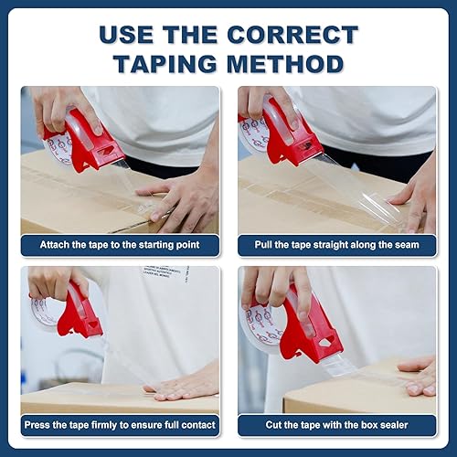 Miniatura 5 de Cinta de embalaje transparente de 2 pulgadas x 60 yardas, 6 rollos con dispensador, cinta transparente resistente para embalaje seguro, total de 360