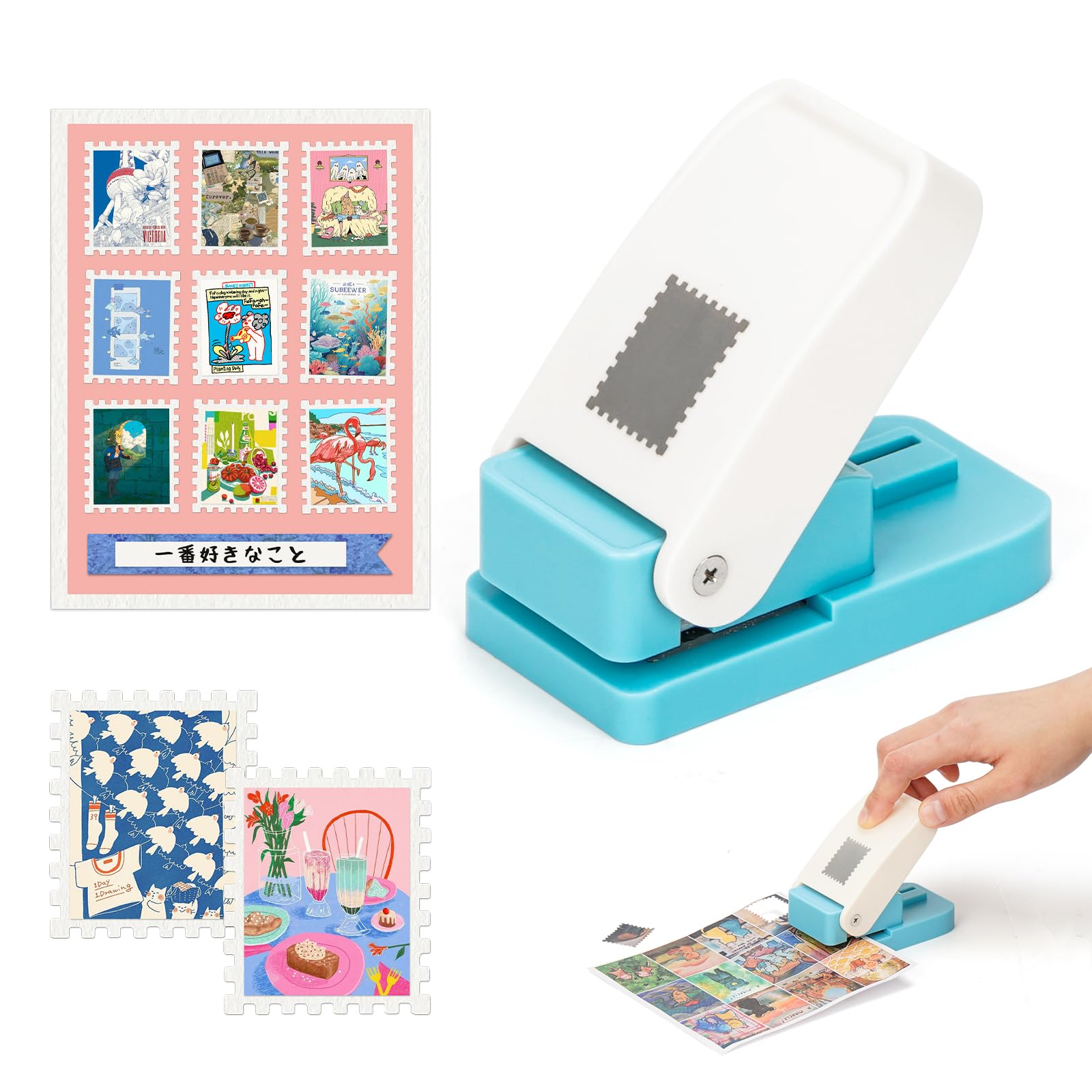 Amazon.co.jp: クラフトパンチ 切手 長方形 穴あけパンチ 約2.5×2.1cm