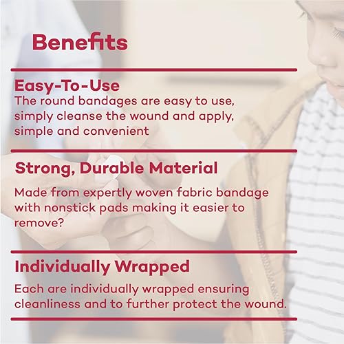 Miniatura 6 de Dealmed Vendajes adhesivos ovalados de tela flexible  100 unidades (1 paquete) almohadilla antiadherente, sin látex, kit de cuidado de heridas para