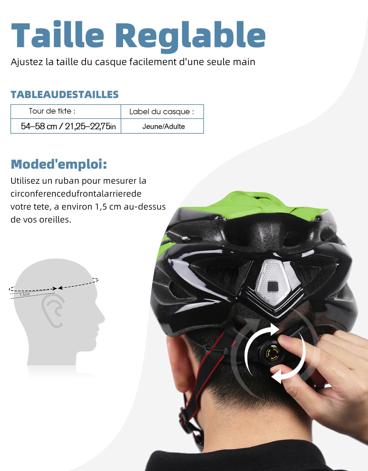 Shinmax Casque Velo Homme Femme Casque Vélo avec LED Lampe de Sécurité Protection Casque VTT et VTC avec Visière Amovible pour Adultes Casque Cyclisme pour Montagne Route Réglable Taille