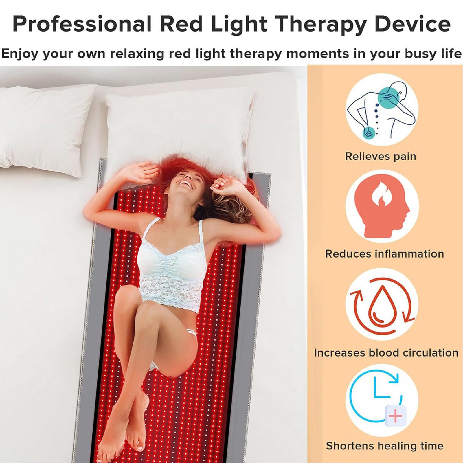 Tapete de terapia de luz roja para el cuerpo, 2520 luces LED, dispositivo de terapia de luz infrarroja para hombro, cintura, espalda, alivio del dolor muscular, almohadilla de terapia de luz