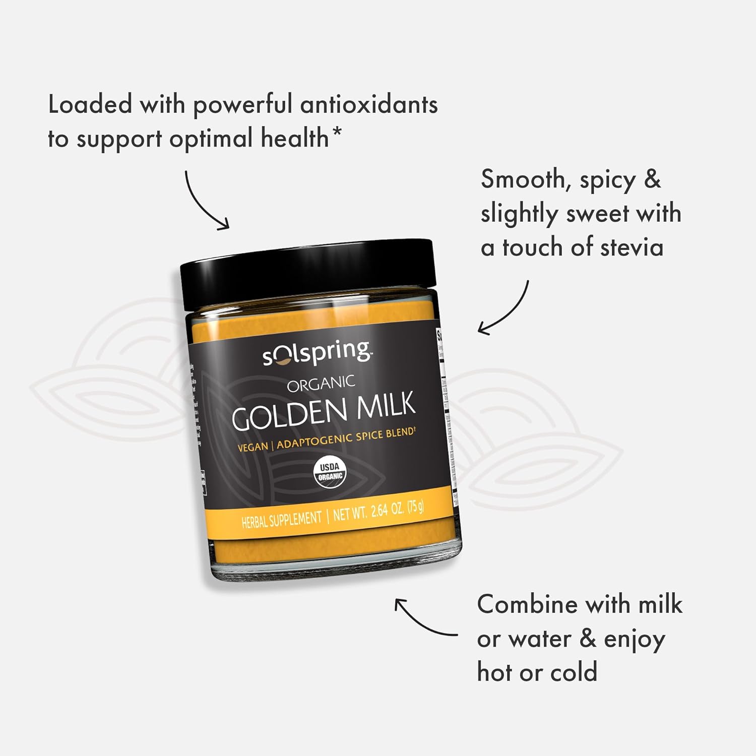 Dr. Mercola Solspring Golden Milk - Adaptogenic Support - Organic Turmeric Ginger Blend - Coconut Milk Base - Vegan Friendly - USDA Organic - 30 Servings - Image 4