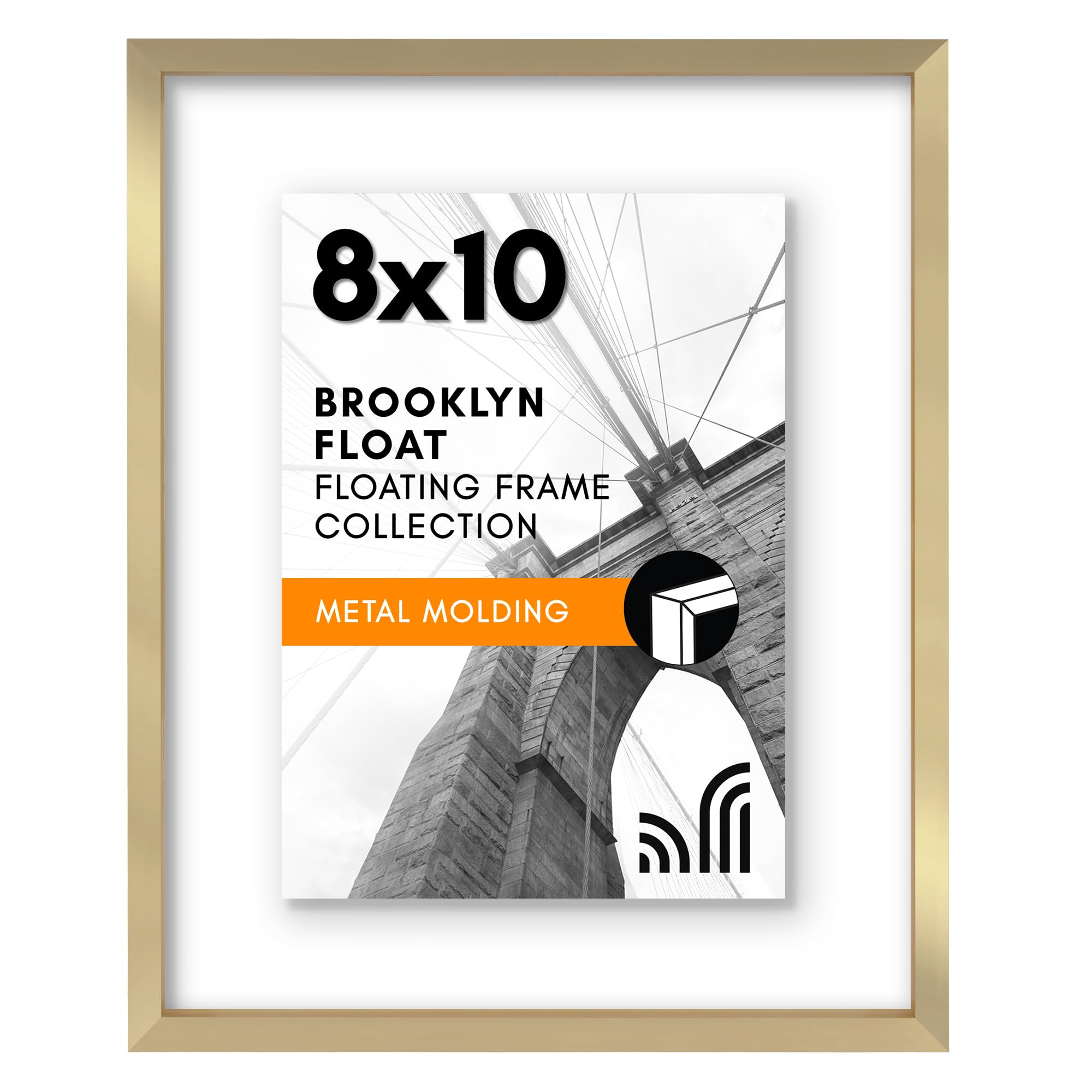 Americanflat Gold Aluminum 8X10 Floating Picture Frame Set Of 2 In - Use As 8X10 Picture Frame Or 5X7 Floating Frame - Photo Frame With Slim Metal Molding And Plexiglass With Hanging Hardware