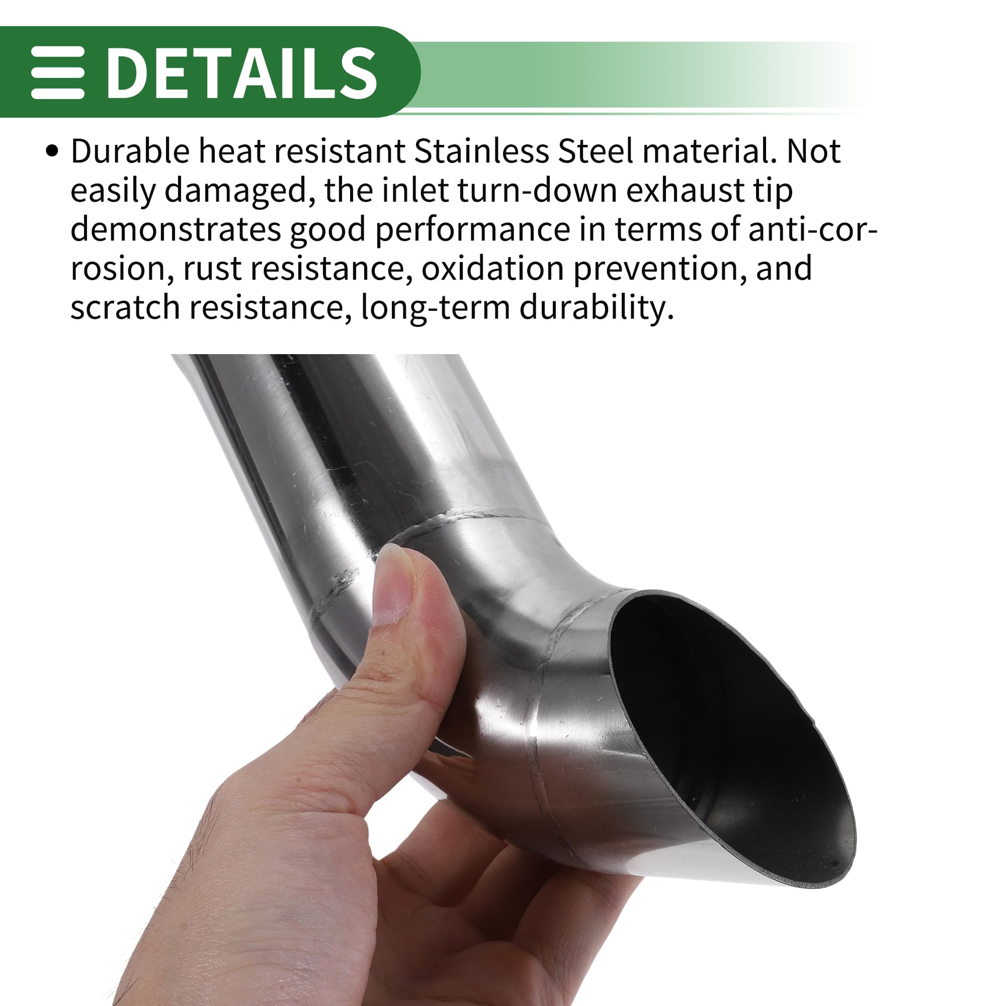 Motoforti Tubo De Escape De Inlet Con Giro Hacia Abajo De 2.5" ID T304 Acero Inoxidable Pulido Superficial Codo De Tubo Conformado Longitud Total 9.1" Adecuado Para Tubos De 2.5" OD