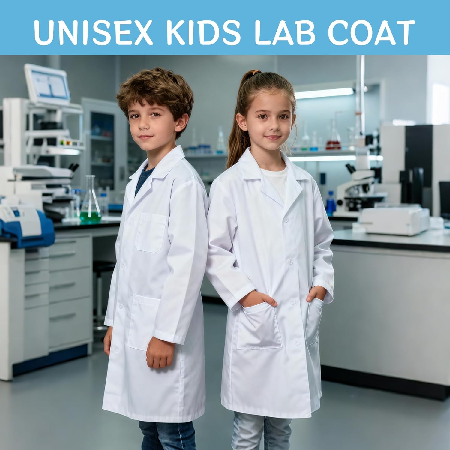 14 Pcs Unisex Kids Lab Coat Bulk White M Size Soft Costume Coat, Doctor Dress Up Scrubs, Scientist Role Play Costume, for Boys Girls - Image 4