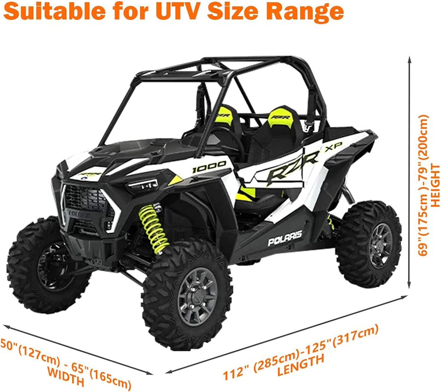 NEVERLAND UTV Cover,300D Heavy Duty Oxford Material Side by Side Covers for Polaris RZR Yamaha Rhino Can-Am Defender Honda Pioneer Kawasaki Mule Teryx 2-3 Passenger(Up to 125" L