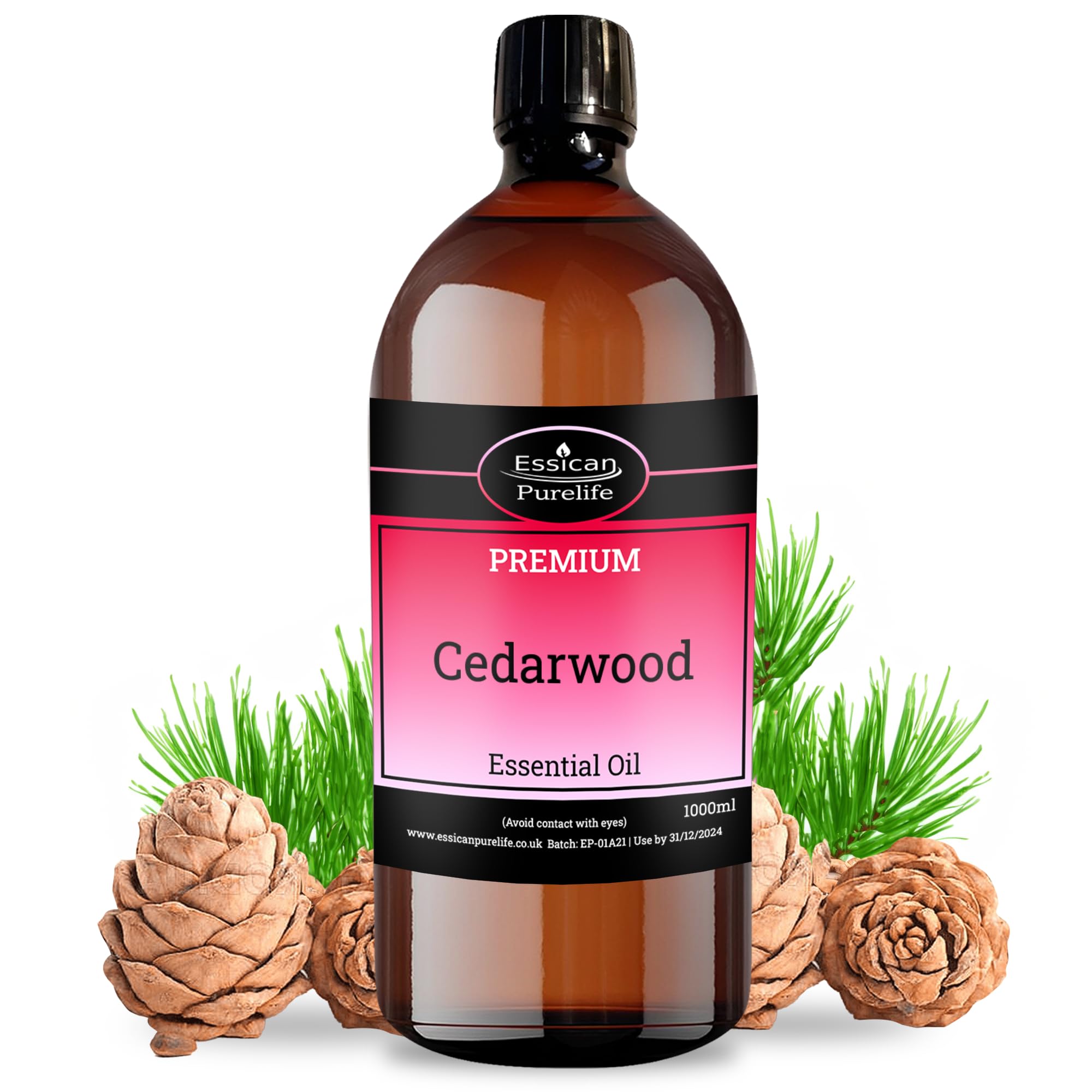 Cedarwood Essential Oil - 100% Pure & Natural Therapeutic Grade Cedar Essential Oil for Hair Growth & Skin - Cedarwood Oil for Diffuser, Humidifier & Aromatherapy Cedar Oil for Sleep, Relax - 1000ml