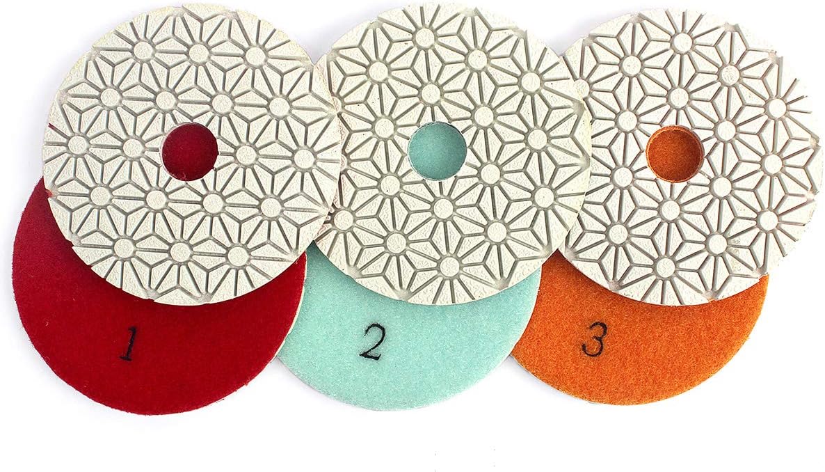 3 Step Diamond Polishing Pads 4-Inch for Granite Marble Quartz Engineered Stone