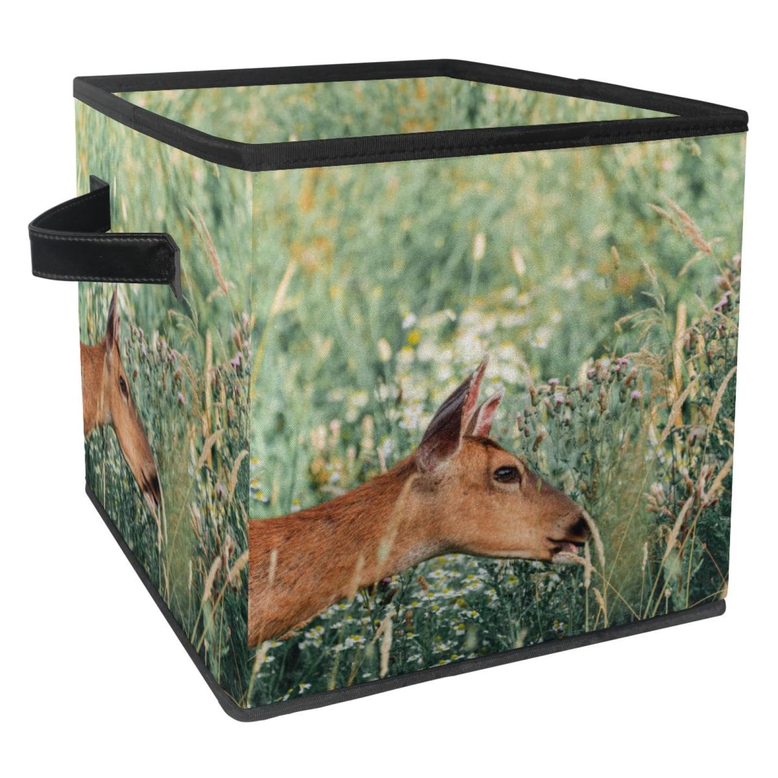 Cube de rangement en tissu pour chambre d'enfant et bac à jouets pliable motif cerf