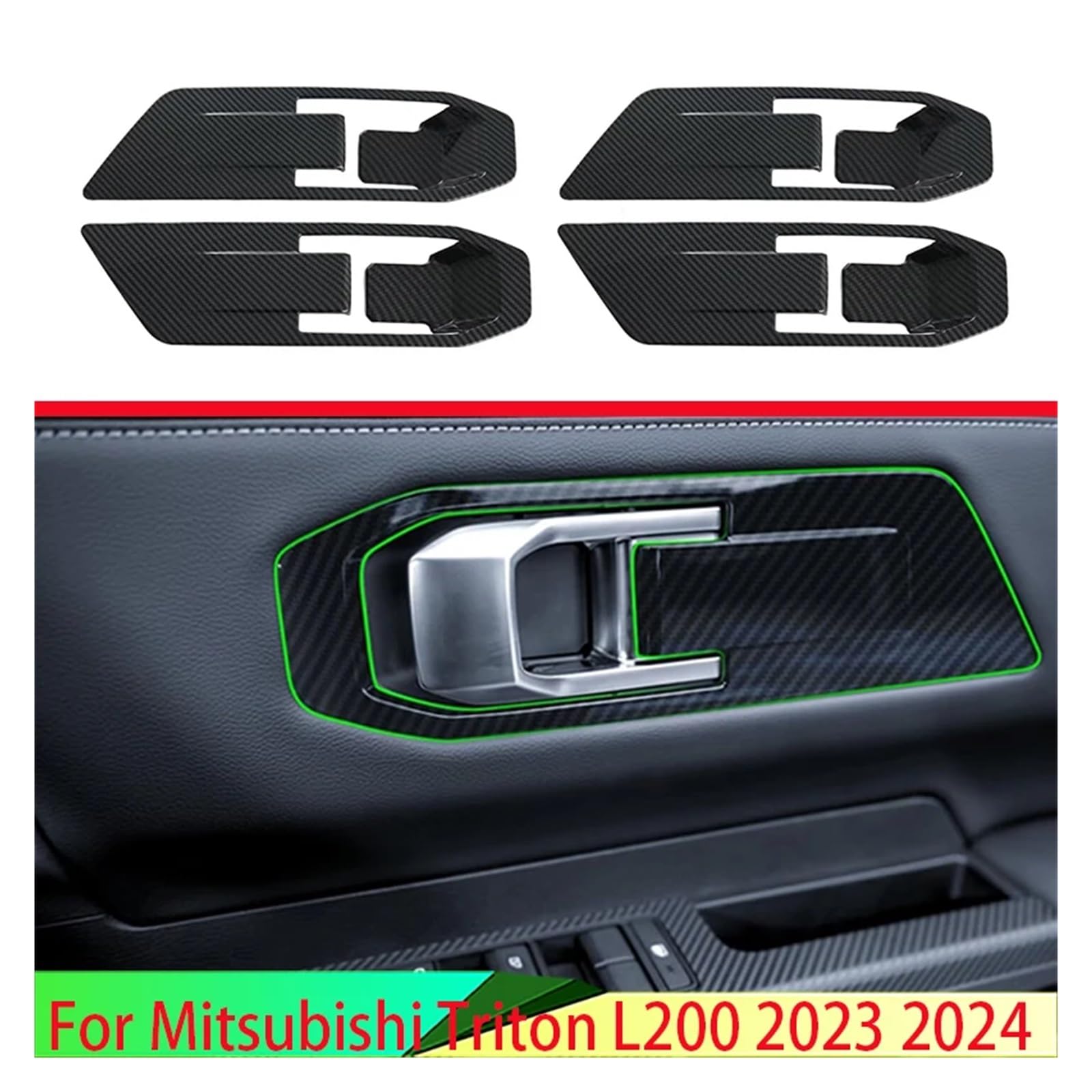 Osłona wewnętrznej klamki drzwi,wykończenie miski zatrzaskowej | Compatible With Mitsubishi,for Triton L200,2023-2024,wkładka,ramka ozdobna Naklejka na uchwyt samochodowy w kształcie miski