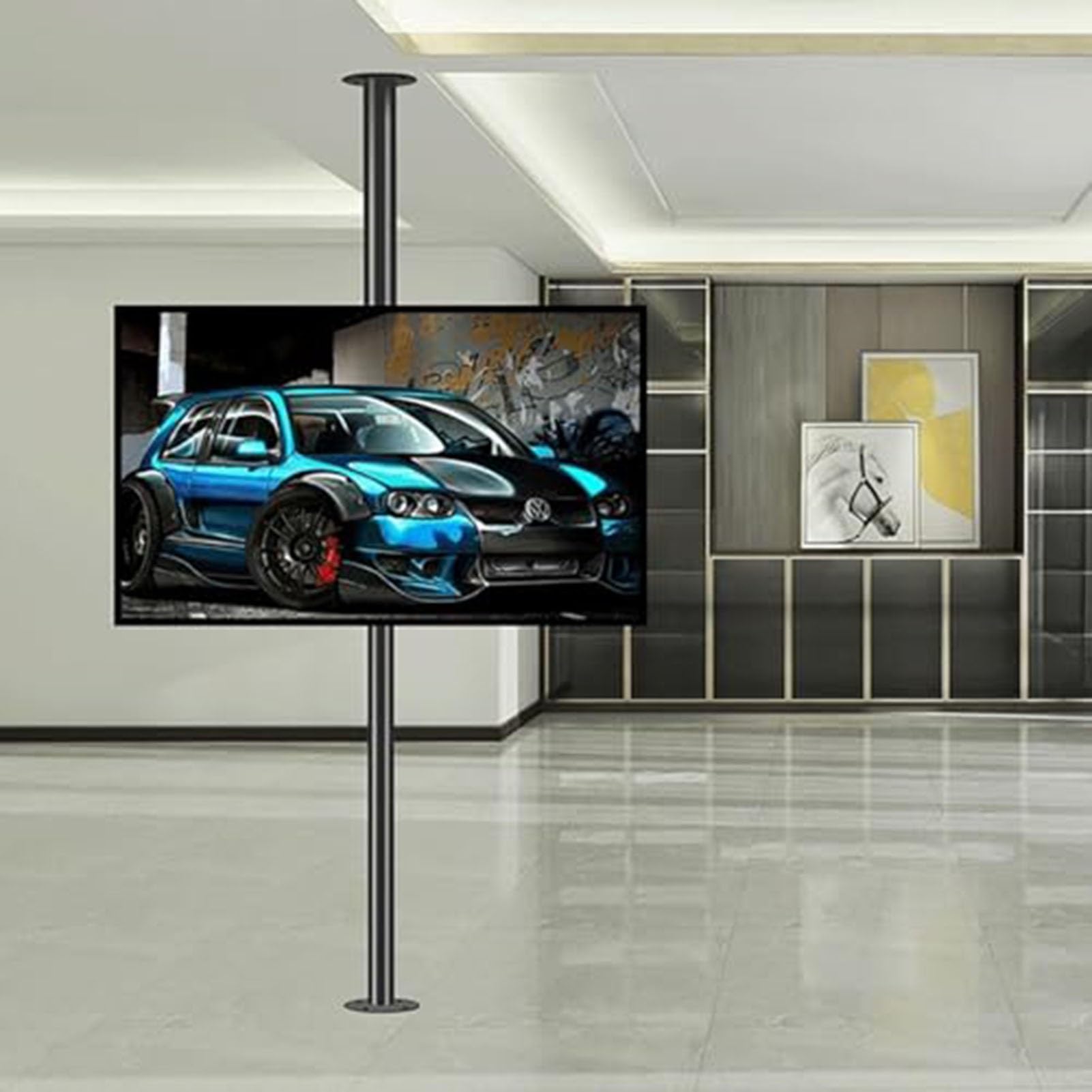 Supporto da Pavimento Telaio Girevole A 360 Gradi per TV LCD Parete Divisoria Rack Girevole Base Girevole per Mobile TV, Supporto Regolabile per TV A Soffitto(60-85cm)