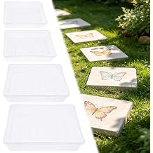 4 Size Stepping Stone Mold, Square Plastic Paver Molds for Concrete 6.9" 8.8" 10.6" 12" Clear Cement Tray, Reusable DIY Form for Outdoor Walkways Garden Pavement Decoration