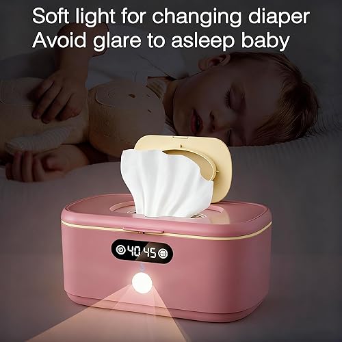 Miniatura 2 de Limpiador de toallitas húmedas para vehículos y uso doméstico, dispensador de toallitas húmedas para bebés y calentador de pañales con luz nocturna,