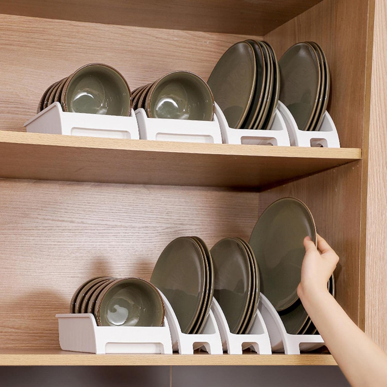 CALANDIS Plate Rack Cradle Storage Dinner Plate Holder for Cupboard