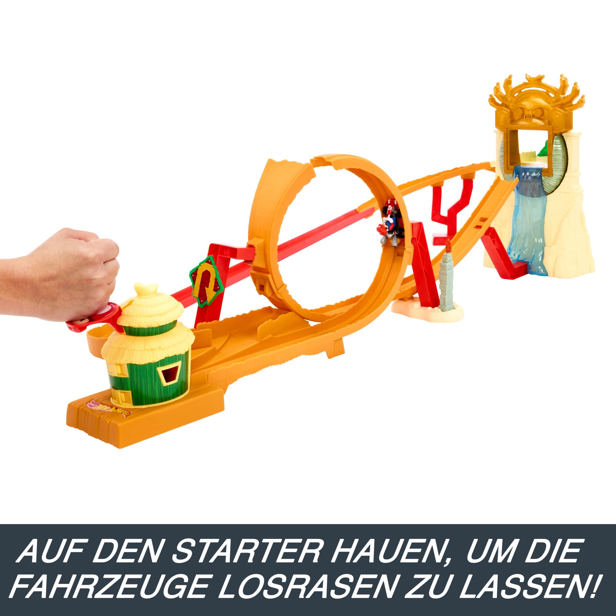 HOT WHEELS Super Mario Bros. - Dschungel-Königreich Rennstrecke Spielset inklusive Mario Die-Cast-Spielzeugauto - Erlebe die Abenteuer aus dem Film zu Hause, HMK49
