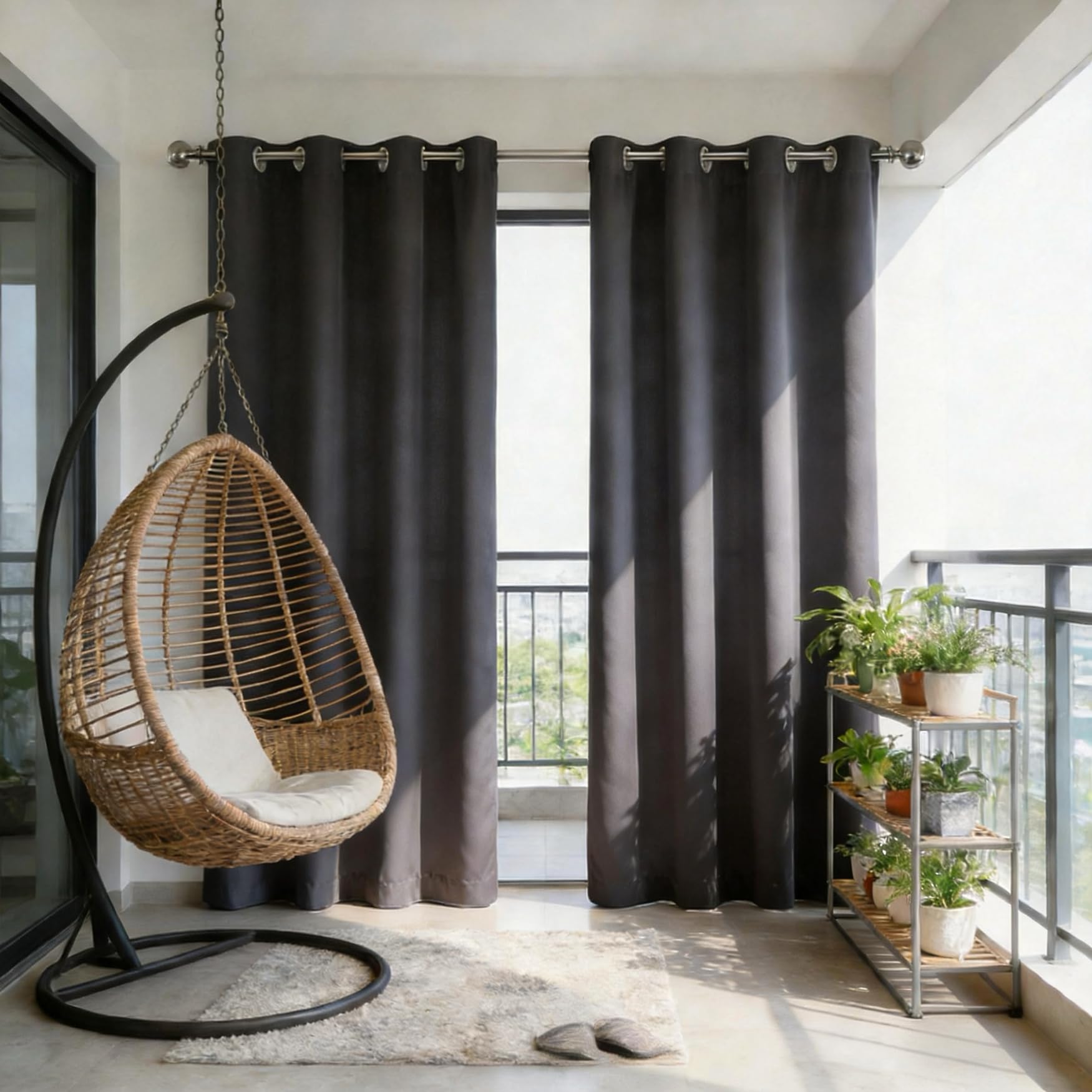 Rideau occultant thermique pour dressing et salon, ambiance cosy en gris moderne