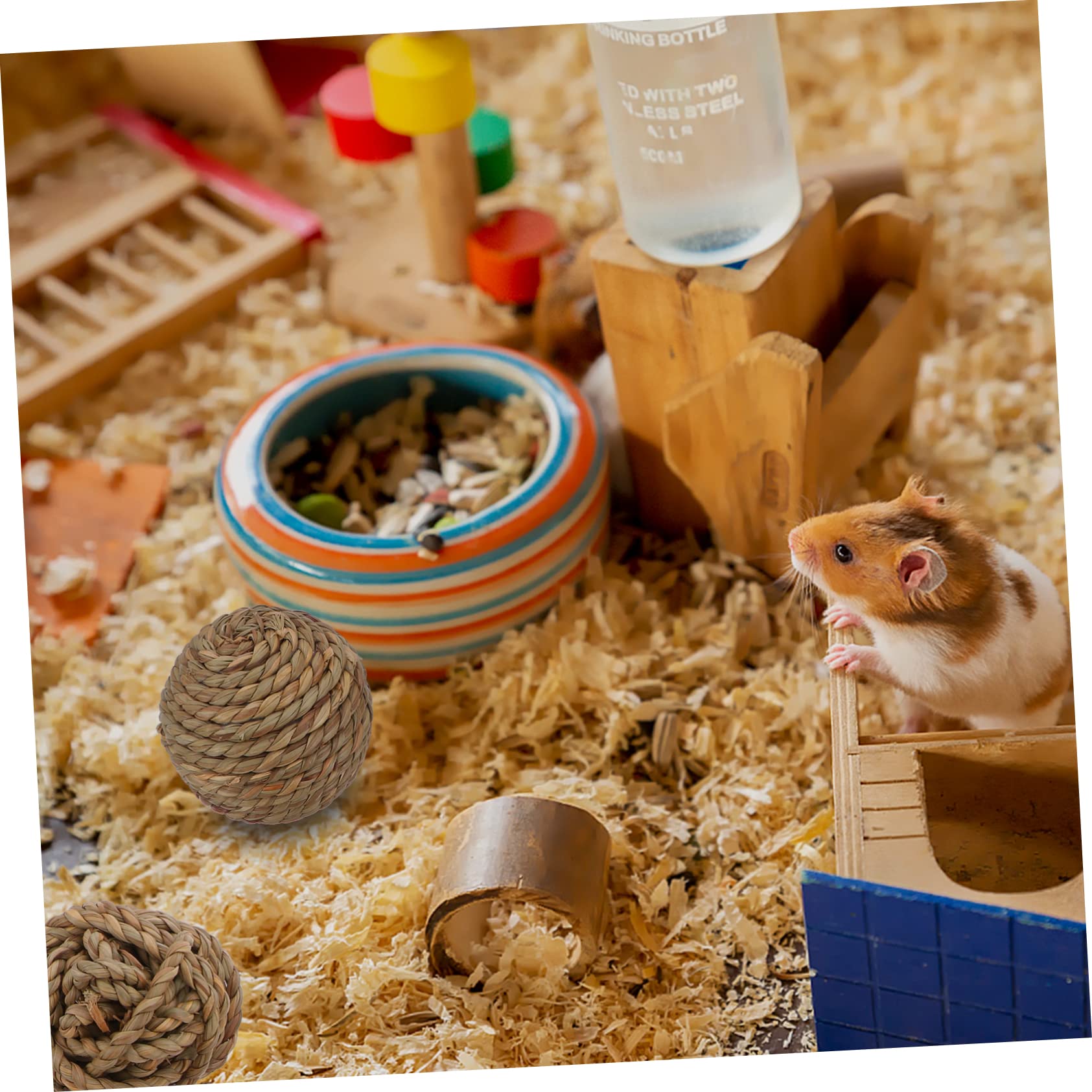 POPETPOP 15stücke Rattan Kauspielzeug Für Kleintiere Natürliche Kaubälle Für Kaninchen Hamster Und Meerschweinchen Zahnpflege Und Beschäftigung