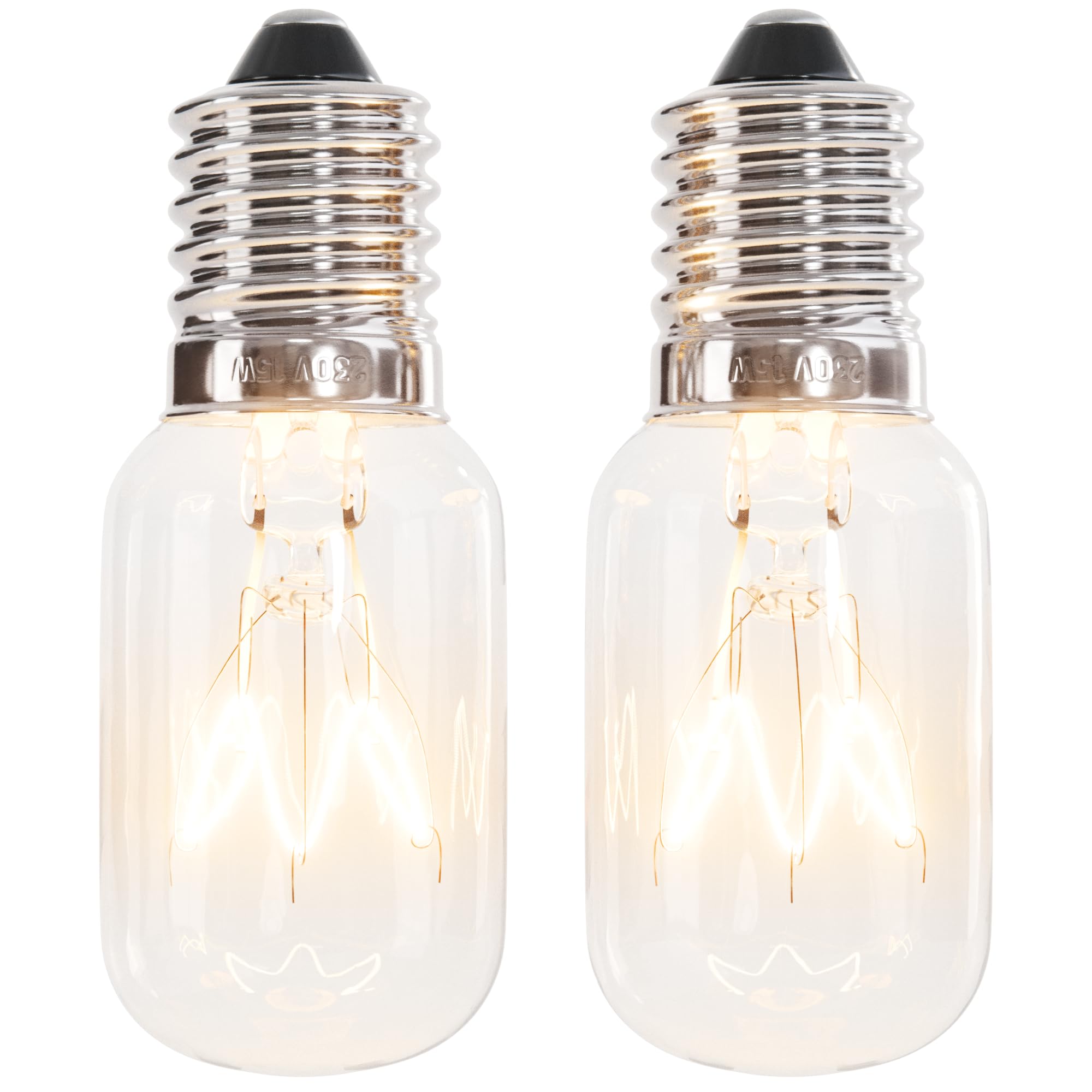 greate 2x Kühlschranklampe 15W E14 warmweiß - Glühbirne für Nähmaschine, Dunstabzugshaube, Salzsteinlampe, Gefriertruhe - Kühlschrank Lampe mit T22 Kapsel, 90 Lumen & 2700K - Kühlschrank Birne