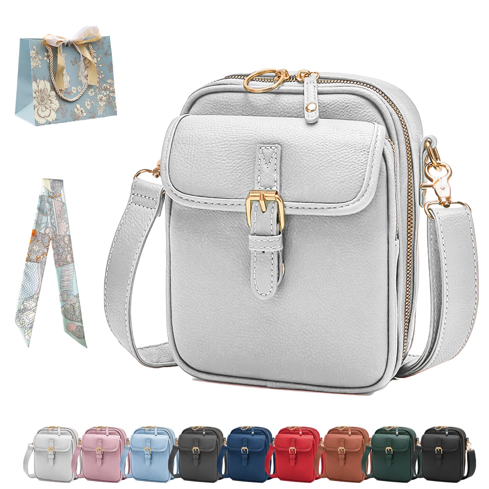 Crossbody Leather Bag for Women, Anti Theft Shoulder Bags Built In Wallet, Large Capacity with 10 Card Slots