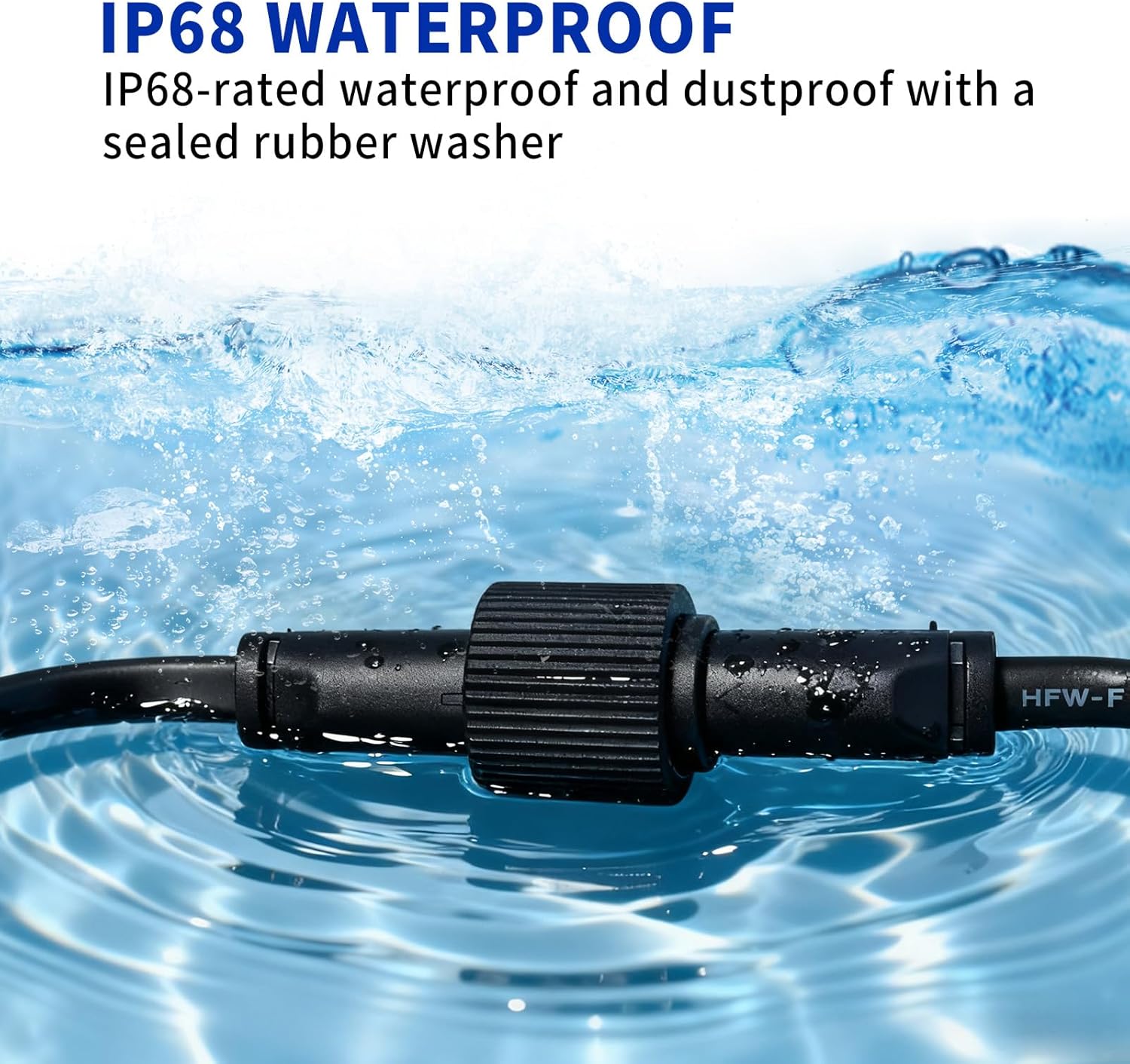 19.6FT Extension Cable for Govee Permanent Outdoor Lights, IP68 Waterproof 3-Pin Power Cord, Compatible with H705A H705B H705C H706A H706B H706C, Outdoor Dots String Light Extension Wire