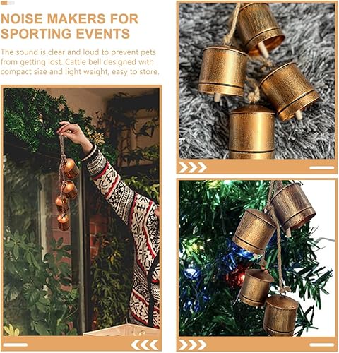Miniatura 4 de LOGOFUN Campanas de cobre de pastoreo de vaca, caballo, oveja, campanas de cobre, pequeñas campanas de latón, campanas de metal para ganado, granja,
