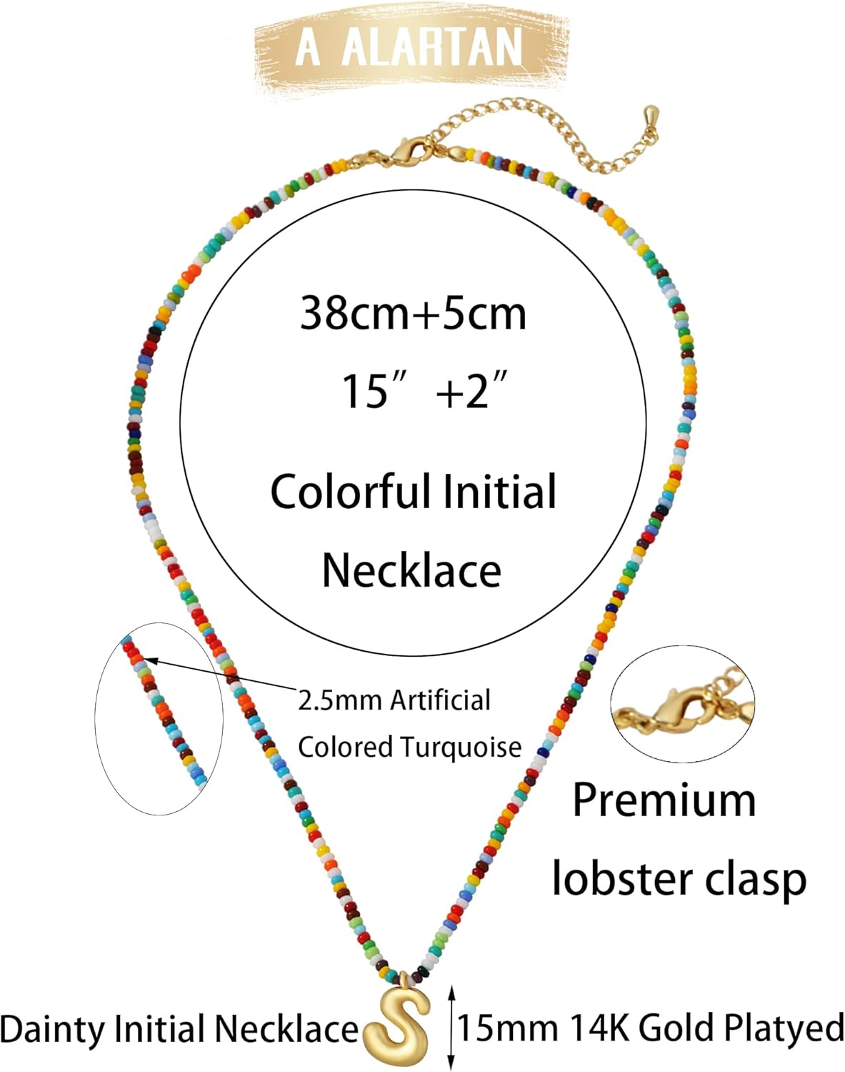 Initial Necklace for Women Cute Colorful Beaded Charm Necklaces Bohemian Colorful Letter Necklaces Personalized Bubble Necklace Trendy Choker for Women Jewelry Gift - Image 5