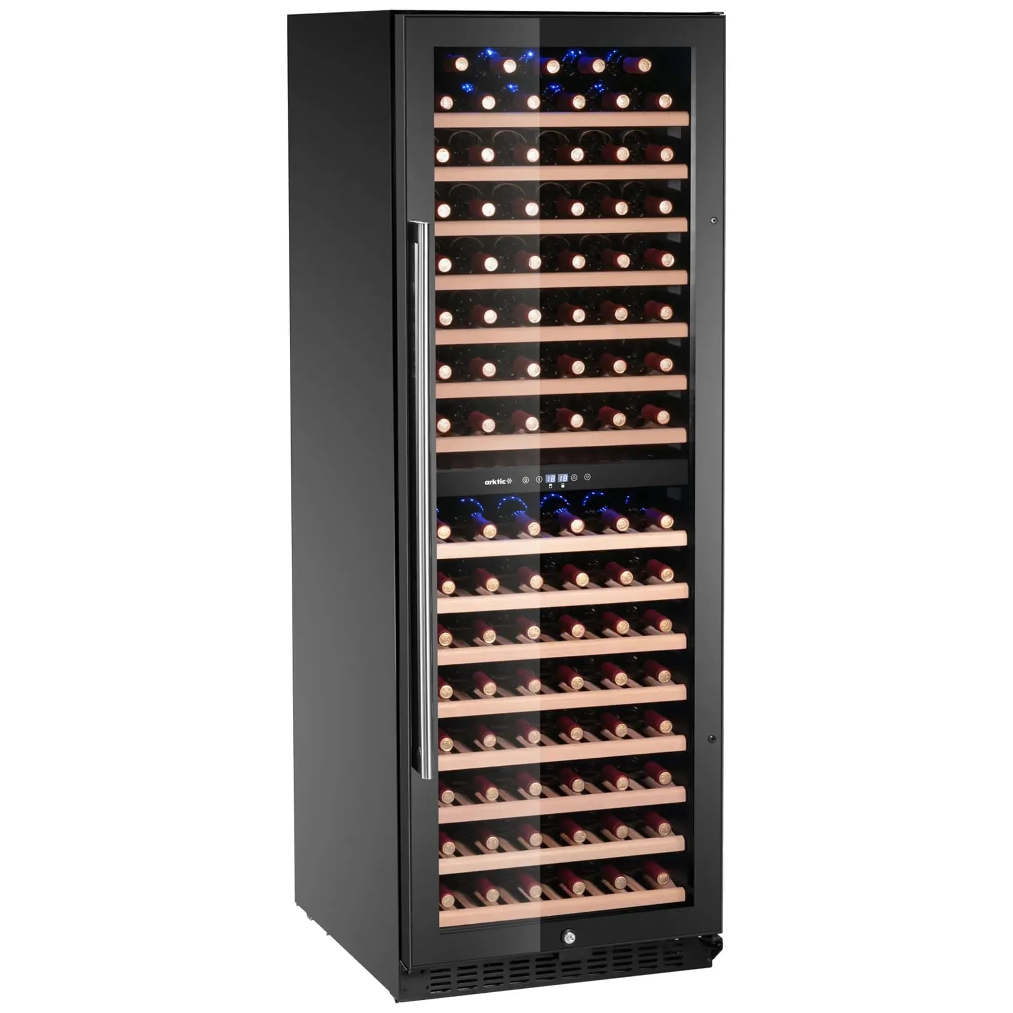 MBH - Cave à vin professionnelle à double température de 155 bouteilles pour la restauration. Réfrigérateur à vin avec contrôle numérique et porte en verre pour bar et restaurant (418 litres)