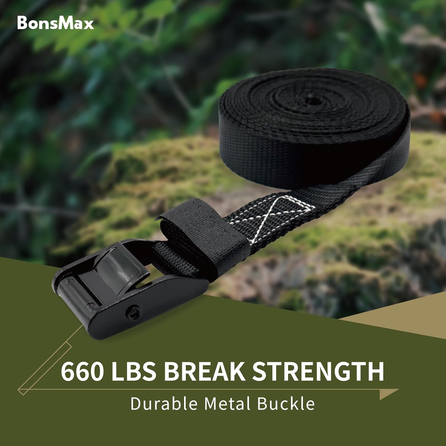 Tie Down Lashing Strap, Cam Buckle Ratchet Strap, Secure Kayak, Bike, SUP and Cargo on Rack, Trailer, Truck Bed