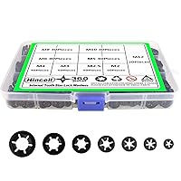 Vista 1 de Arandelas internas de bloqueo de estrella de dientes, 360 piezas de 9 tamaños surtidos de tuercas de empuje, arandelas de bloqueo de velocidad