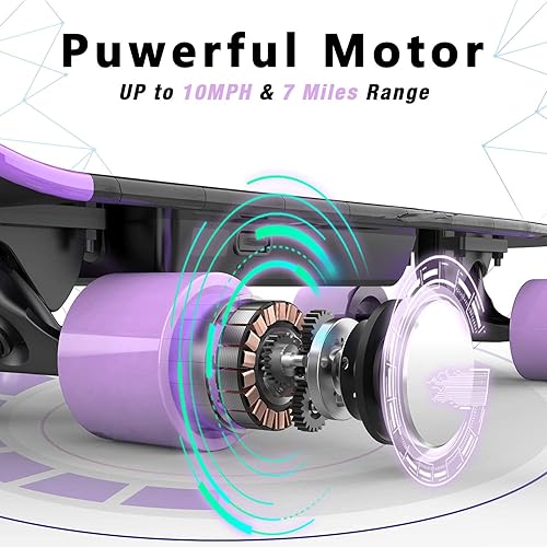 Miniatura 9 de Cool&Fun Monopatín eléctrico con control remoto, velocidad máxima de 10 MPH, rango de 7 millas, ajuste de 3 velocidades, carga máxima de 200 libras