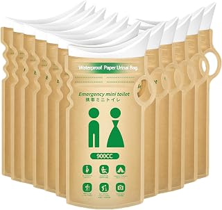 Disposable Urine Bags - 12 Pack Waterproof Paper Urinal Bag for Travel Emergency, 900ML Leakproof for Men Women, Biodegradable with Instant Solidification Powder for Camping Car Patient Care