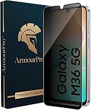 ArmourPro Military Grade Privacy Tempered Glass Compatible with Samsung Galaxy M36 (6.7 Inch) With Edge to Edge Screen Coverage and Installation Kit | Black Anti Spy Protection