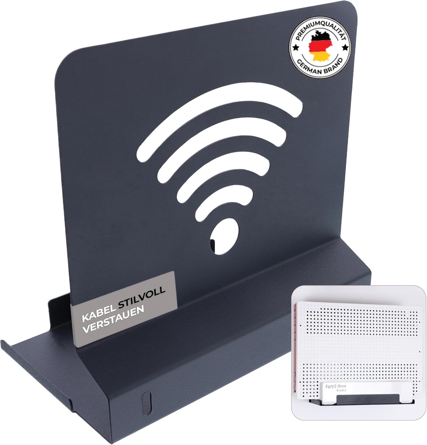 Wandhalterung kompatibel mit AVM FRITZBox 6690/6591 Modem Stabile Routerhalterung aus Metall mit Kabelmanagement Schutz gegen Überhitzung schwarz