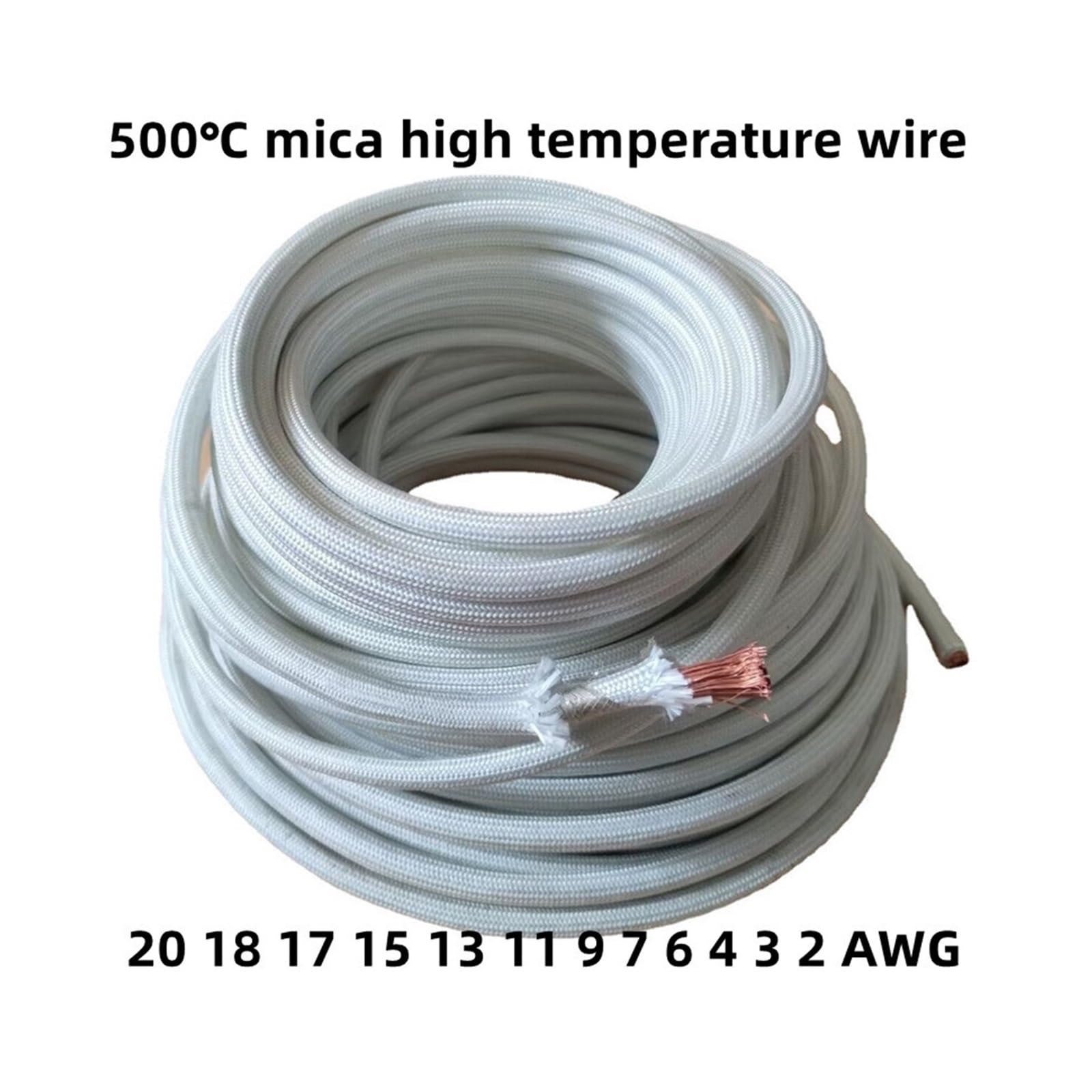 100M 500℃ Mica Braided Fireproof Wire,7‑20AWG 16‑10mm²