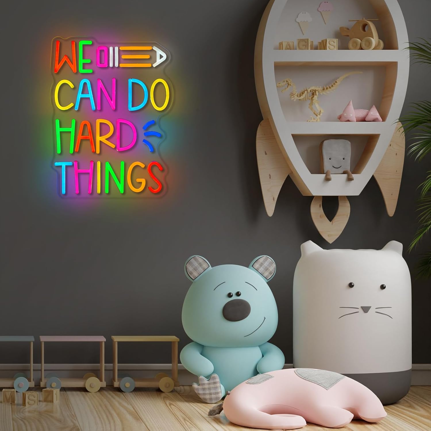 We Can Do Hard Things Neon Sign Do Hard Things Neon Signs for Wall Decor Pencil USB Dimmable LED Lights for Student Suitable for Classroom Bookstore Library Museum Study Room Gift for Teen Boys Girls Christmas