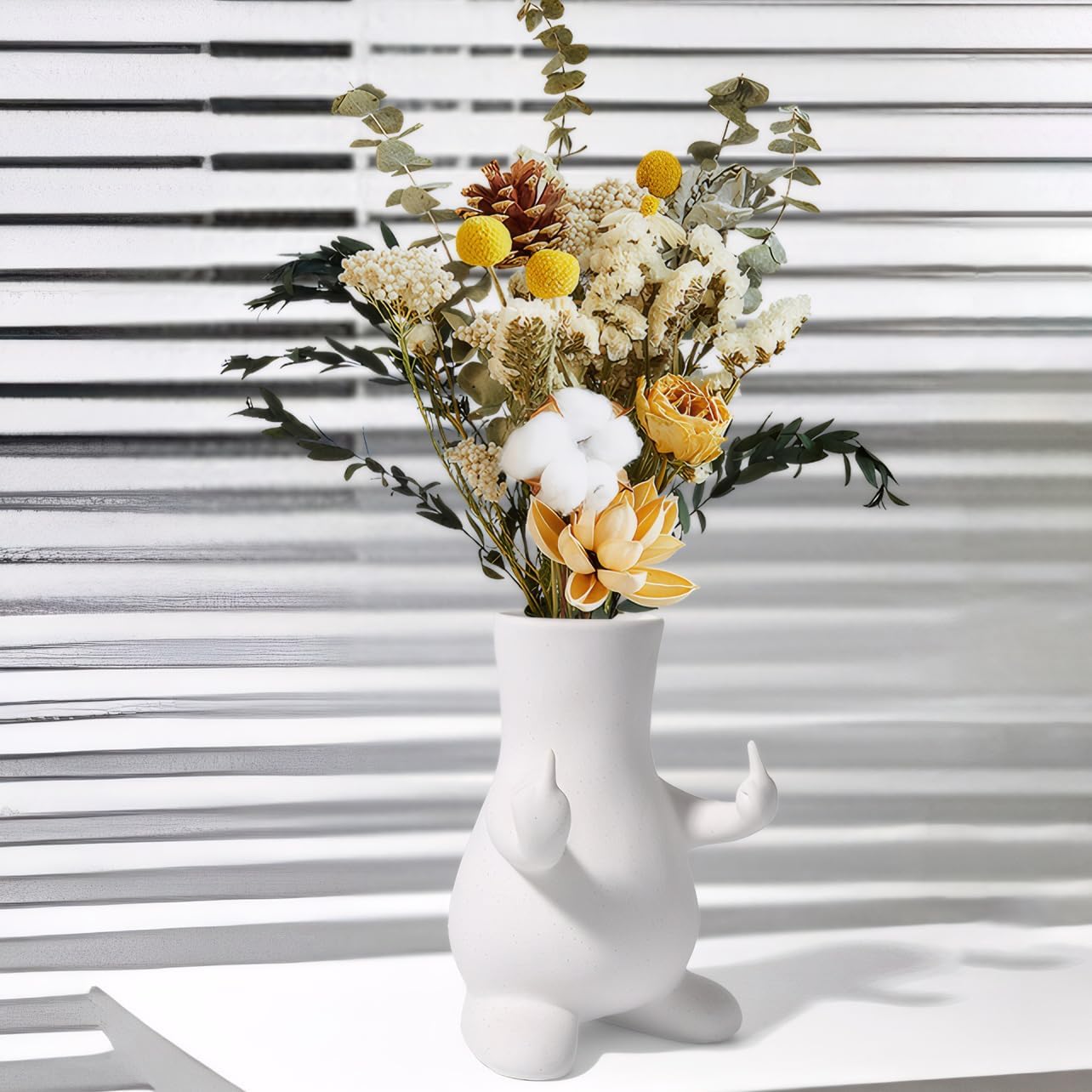 White Middle Finger Vase,Funny Decorative Body Vases Suitable for Balcony Desks, Middle Finger Gifts for Men and Women