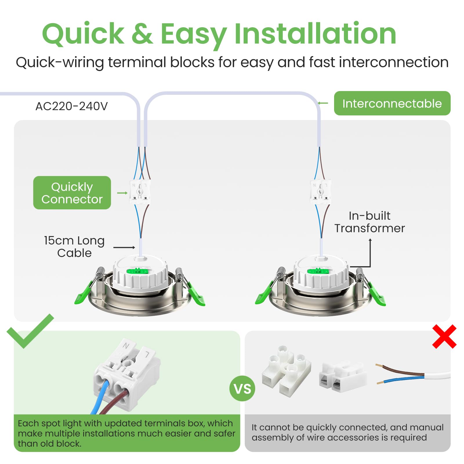 ALUSSO LIGHTING Spot LED Encastrable Nickel 6W 230V, 45° Pivotant Orientable, Trou Φ75-78mm, Dimmable Chaud 3000K Naturel 4000K Froid Blanc 6500K, 540lm Plafonnier Encastré, Lot de 6
