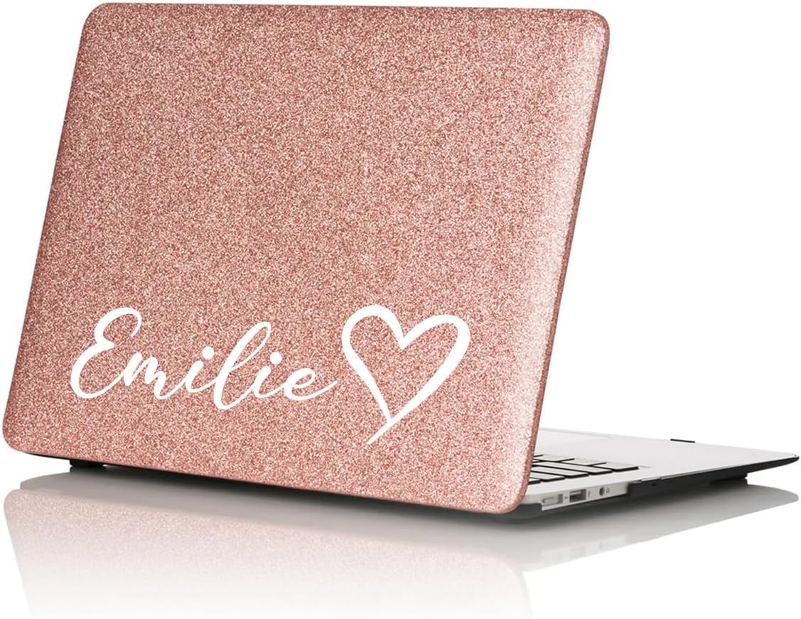 Custom Name Case for MacBook Air 13 inch Case 2022 2021 2020 2019 2018 A2337 M1 A2179 A1932,Personalized Initial Glitter Plastic Hard Shell for MacBook Air 13.3 inch