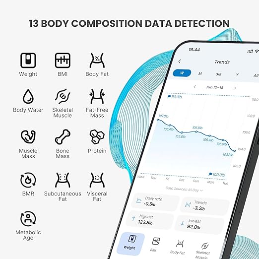 Báscula Inteligente RENPHO Elis 1, Carga USB-C, 13 Mediciones Corporales, Negro miniatura 4
