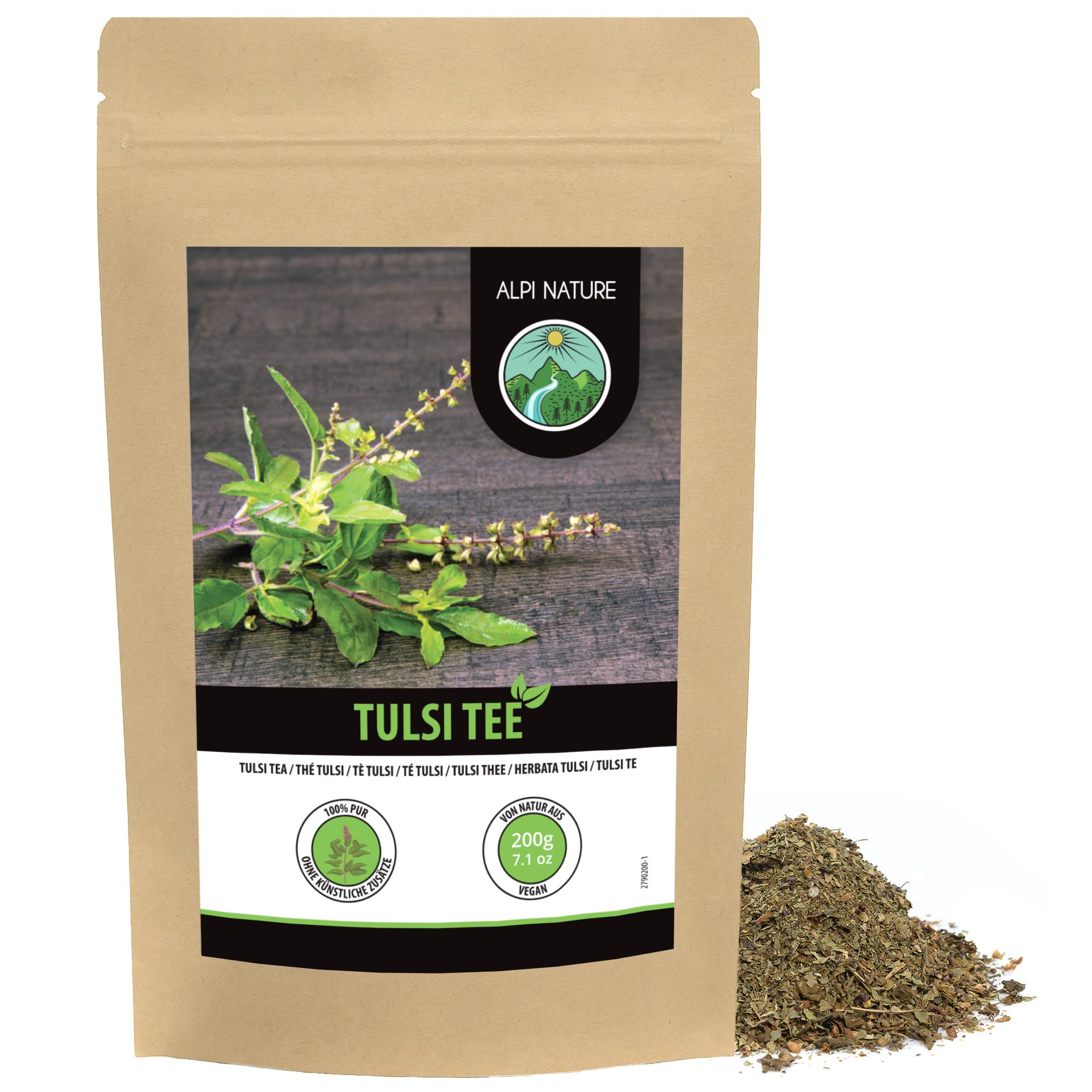 Alpi Nature Tulsi Tea 200g 7.1 oz, Dried and Rubbed Holy Basil Herb, Tulsi Leaves, Loose Leaf Tea