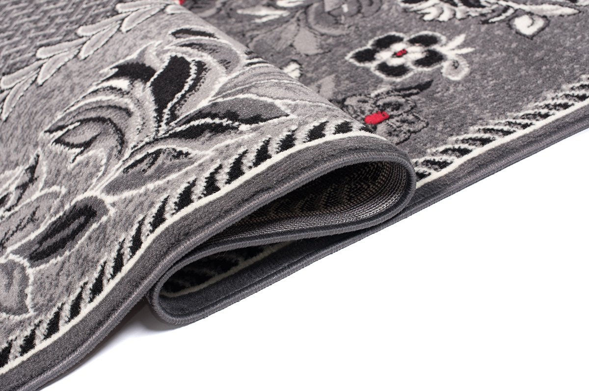 Carpeto Rugs Tappeto Salotto Classico Floreale Pelo Corto - Tappeti Camera da Letto - Tappeti Moderni Soggiorno - Tappeti Salotto Grandi Dimensioni - Grigio - 120 x 170 cm