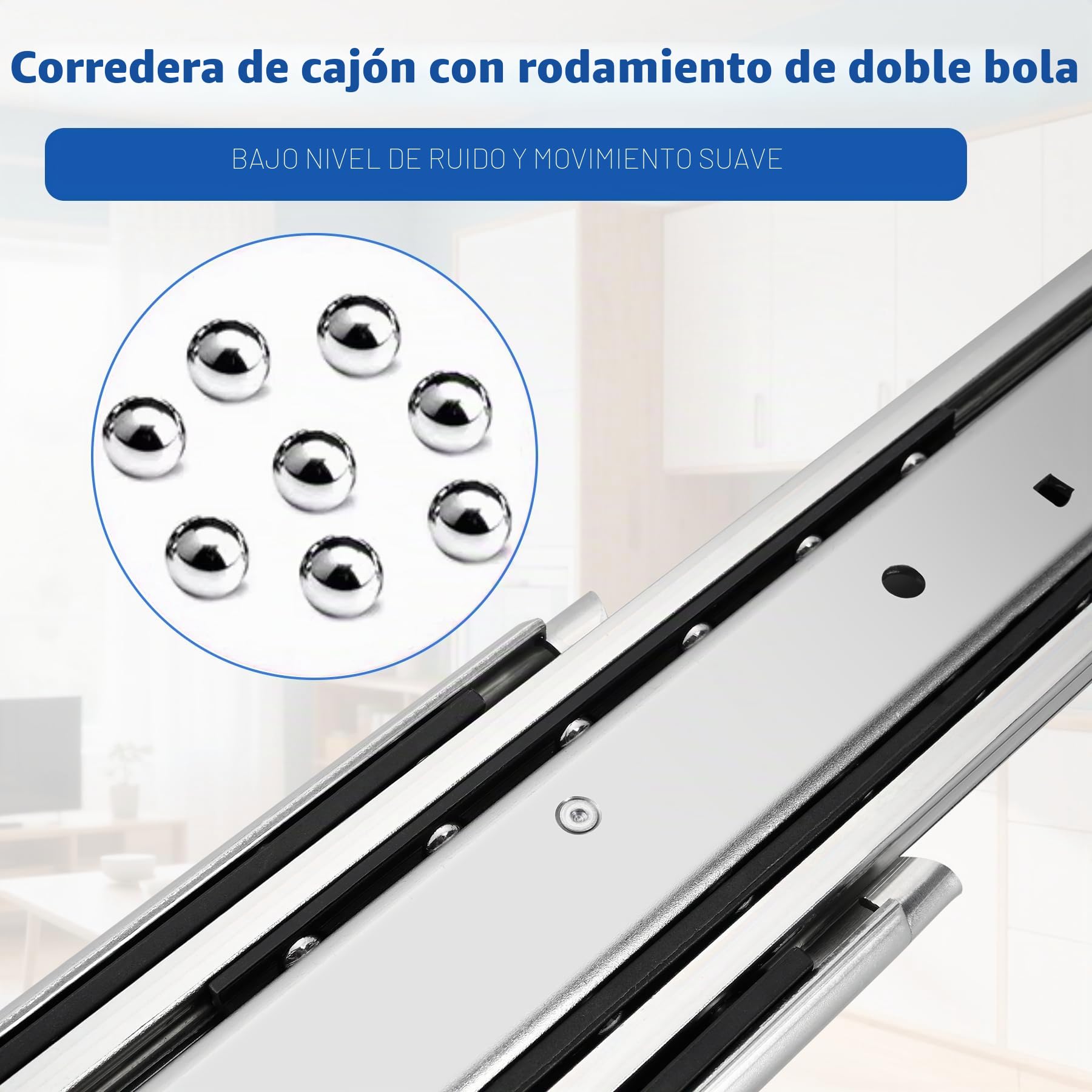 Guías Correderas para cajones con bloqueo integrada 800mm, Correderas Rodamiento de Bolas 99 KG Capacidad Rieles Guías Laterales para muebles,armarios,vehículos,Baño, 1 par